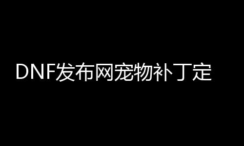 DNF发布网宠物补丁定制（dnf宠物2020）